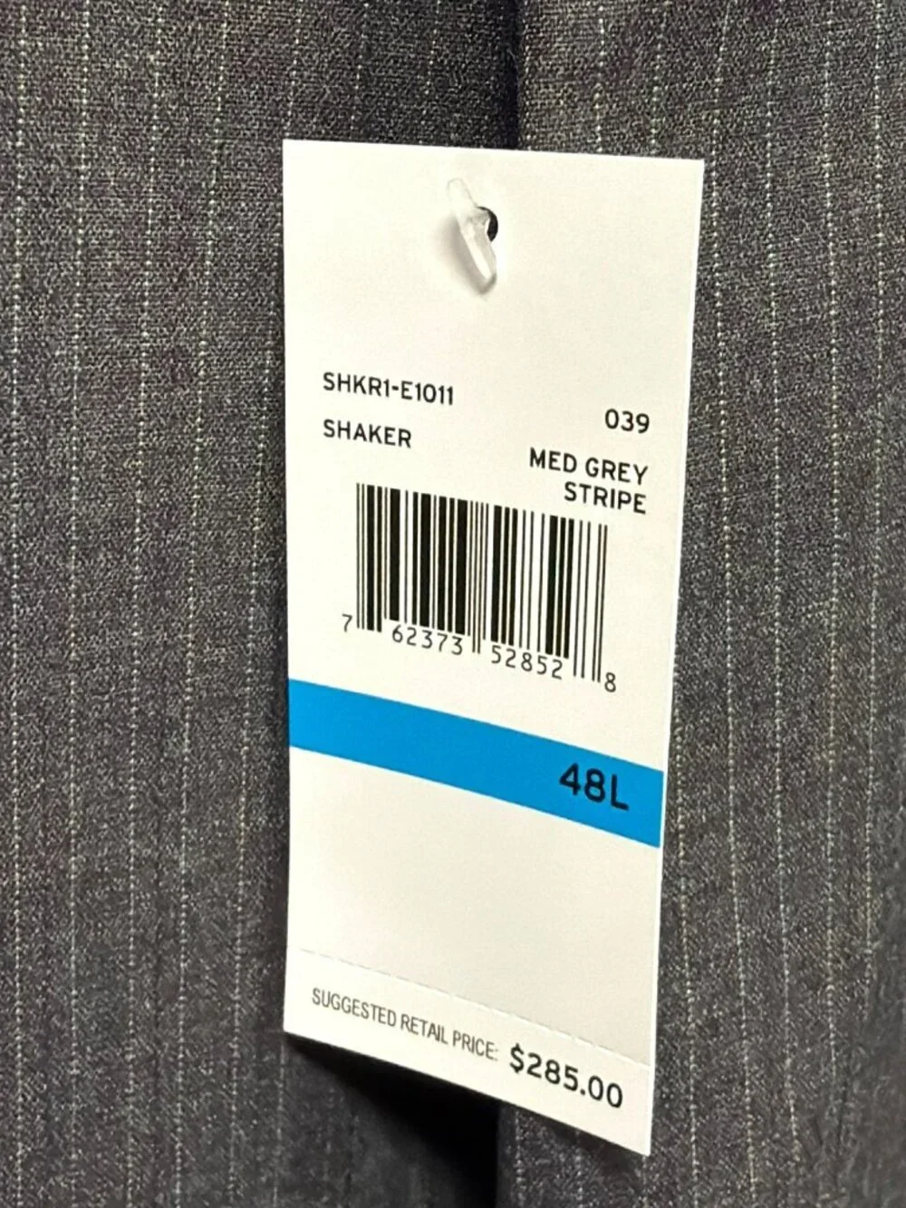 Perry Ellis Portfolio Slim Fit Grey Stripe Suit Jacket Size 48L Comfort Stretch